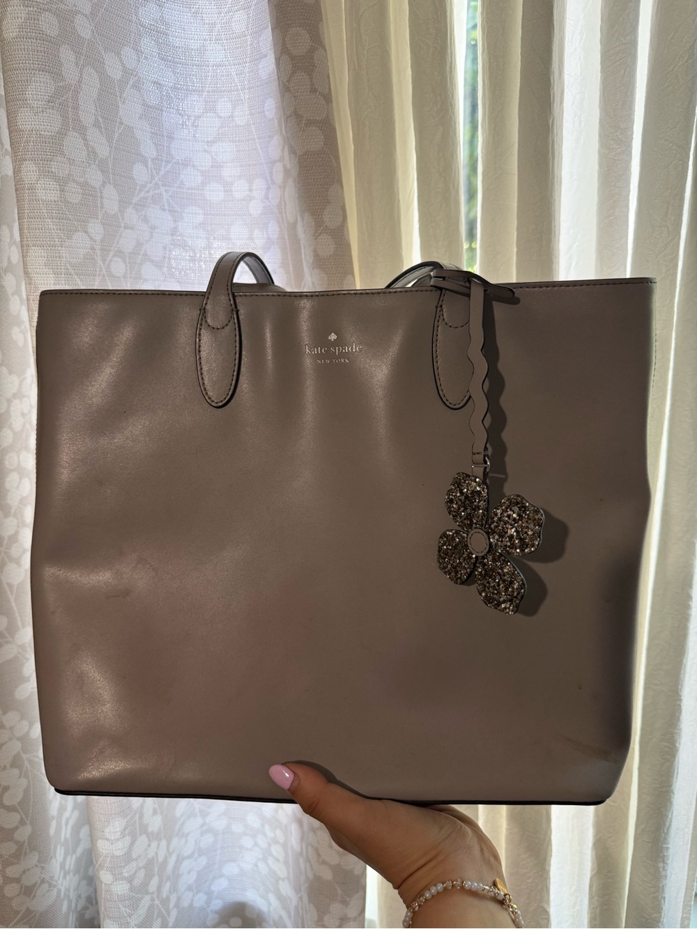 Kate Spade Gray Leather Tote Bag